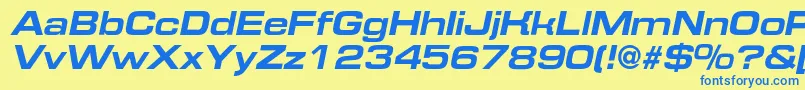 EurofontextendedcBolditalic Font – Blue Fonts on Yellow Background