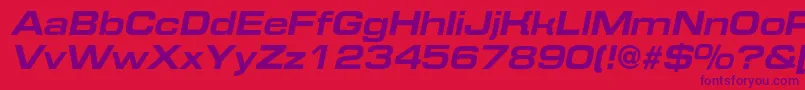 EurofontextendedcBolditalic-Schriftart – Violette Schriften auf rotem Hintergrund