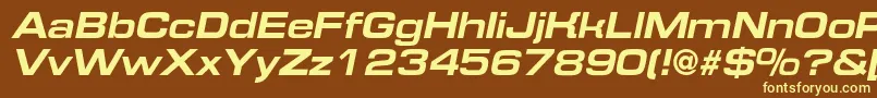 EurofontextendedcBolditalic Font – Yellow Fonts on Brown Background