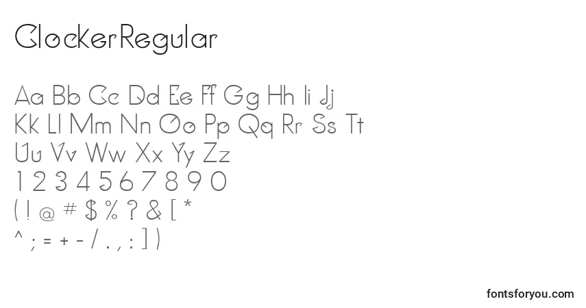 A fonte ClockerRegular – alfabeto, números, caracteres especiais