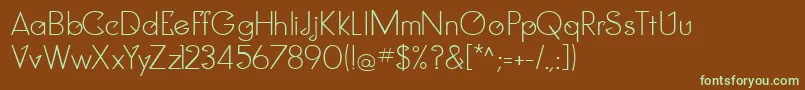 ClockerRegular-fontti – vihreät fontit ruskealla taustalla