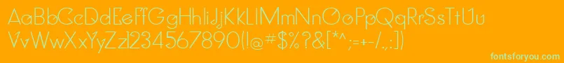 ClockerRegular-Schriftart – Grüne Schriften auf orangefarbenem Hintergrund