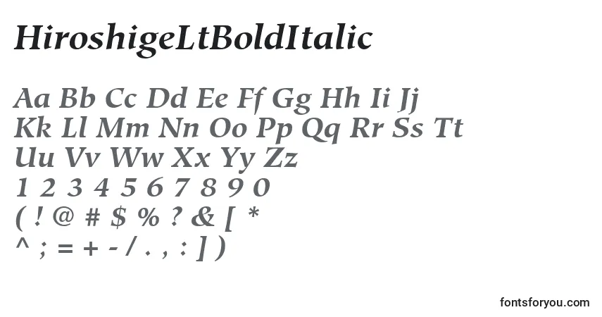 Czcionka HiroshigeLtBoldItalic – alfabet, cyfry, specjalne znaki