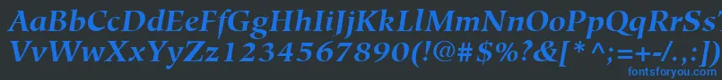 HiroshigeLtBoldItalic Font – Blue Fonts on Black Background