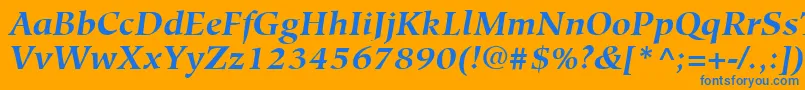 HiroshigeLtBoldItalic Font – Blue Fonts on Orange Background