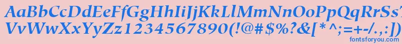 HiroshigeLtBoldItalic Font – Blue Fonts on Pink Background