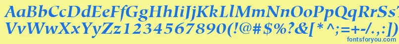 HiroshigeLtBoldItalic Font – Blue Fonts on Yellow Background