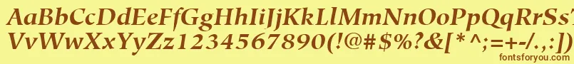 Fonte HiroshigeLtBoldItalic – fontes marrons em um fundo amarelo