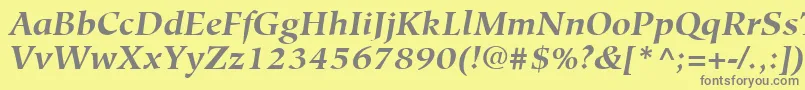 Fonte HiroshigeLtBoldItalic – fontes cinzas em um fundo amarelo