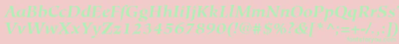 HiroshigeLtBoldItalic-Schriftart – Grüne Schriften auf rosa Hintergrund