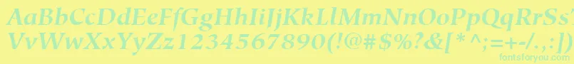 HiroshigeLtBoldItalic Font – Green Fonts on Yellow Background