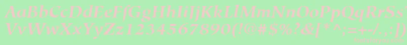 HiroshigeLtBoldItalic Font – Pink Fonts on Green Background