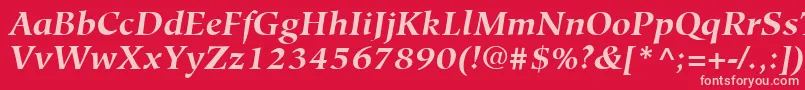 Шрифт HiroshigeLtBoldItalic – розовые шрифты на красном фоне