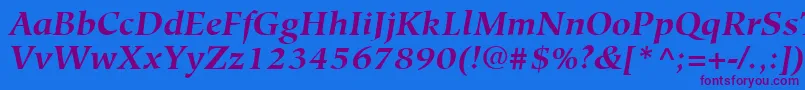 HiroshigeLtBoldItalic Font – Purple Fonts on Blue Background
