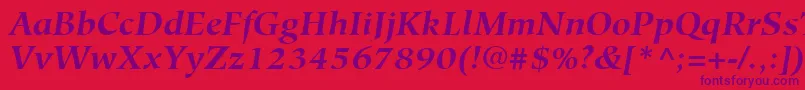 HiroshigeLtBoldItalic Font – Purple Fonts on Red Background