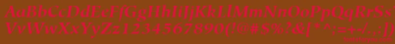 HiroshigeLtBoldItalic Font – Red Fonts on Brown Background