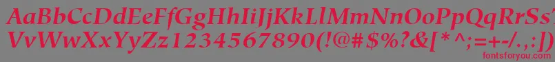 フォントHiroshigeLtBoldItalic – 赤い文字の灰色の背景
