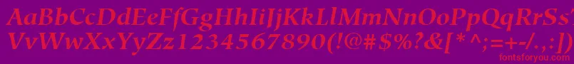 HiroshigeLtBoldItalic Font – Red Fonts on Purple Background