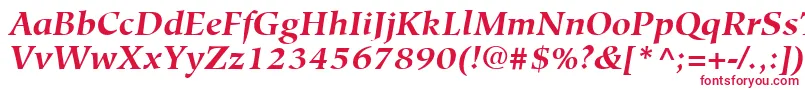 Fonte HiroshigeLtBoldItalic – fontes vermelhas em um fundo branco