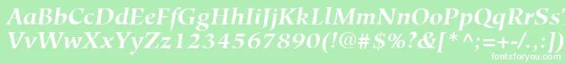 Fonte HiroshigeLtBoldItalic – fontes brancas em um fundo verde