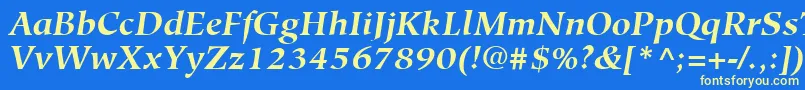 Fonte HiroshigeLtBoldItalic – fontes amarelas em um fundo azul