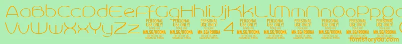 RoonasansthPersonalUse-Schriftart – Orangefarbene Schriften auf grünem Hintergrund