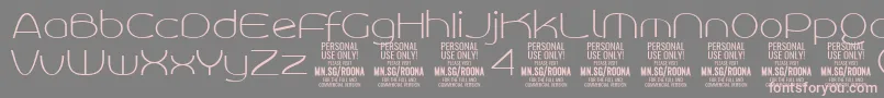 フォントRoonasansthPersonalUse – 灰色の背景にピンクのフォント