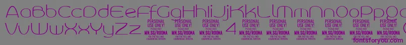 Шрифт RoonasansthPersonalUse – фиолетовые шрифты на сером фоне