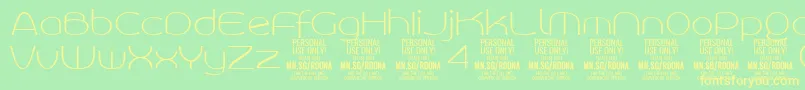 RoonasansthPersonalUse Font – Yellow Fonts on Green Background