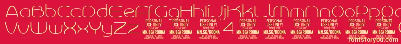 RoonasansthPersonalUse-Schriftart – Gelbe Schriften auf rotem Hintergrund