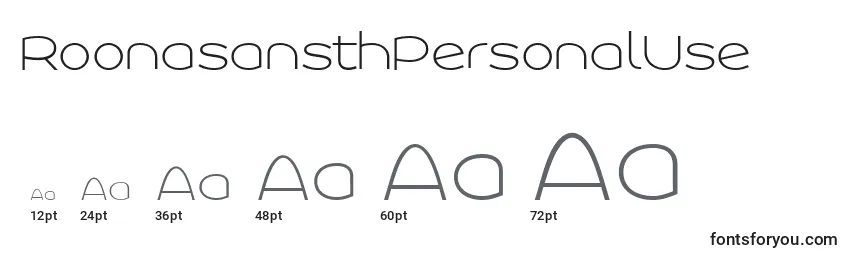 RoonasansthPersonalUse Font Sizes