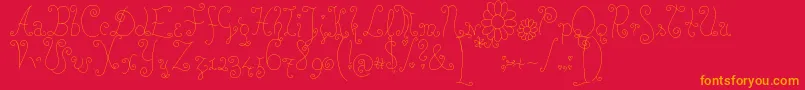 Rosewater-Schriftart – Orangefarbene Schriften auf rotem Hintergrund