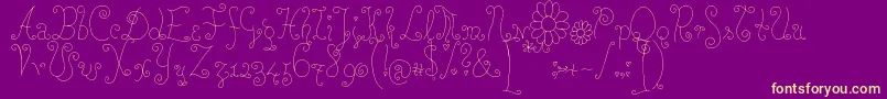 Rosewater-Schriftart – Gelbe Schriften auf violettem Hintergrund