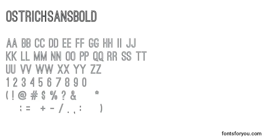 Шрифт OstrichSansBold (112533) – алфавит, цифры, специальные символы