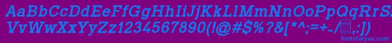 Шрифт TyposlabBoldItalicDemo – синие шрифты на фиолетовом фоне