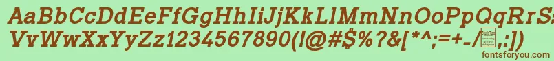 Шрифт TyposlabBoldItalicDemo – коричневые шрифты на зелёном фоне