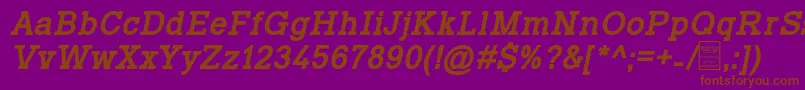 Fonte TyposlabBoldItalicDemo – fontes marrons em um fundo roxo