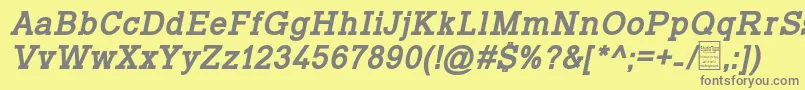 TyposlabBoldItalicDemo-fontti – harmaat kirjasimet keltaisella taustalla