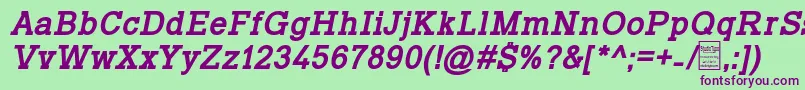 TyposlabBoldItalicDemo-fontti – violetit fontit vihreällä taustalla