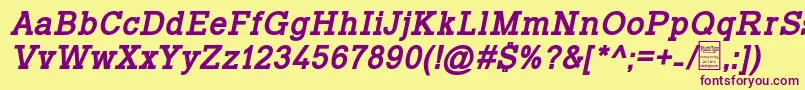 Шрифт TyposlabBoldItalicDemo – фиолетовые шрифты на жёлтом фоне