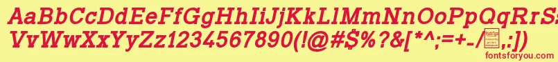 Шрифт TyposlabBoldItalicDemo – красные шрифты на жёлтом фоне