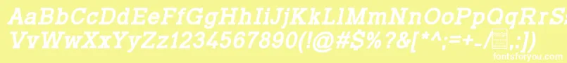 Шрифт TyposlabBoldItalicDemo – белые шрифты на жёлтом фоне