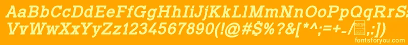 Шрифт TyposlabBoldItalicDemo – жёлтые шрифты на оранжевом фоне