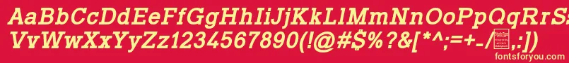 TyposlabBoldItalicDemo-fontti – keltaiset fontit punaisella taustalla