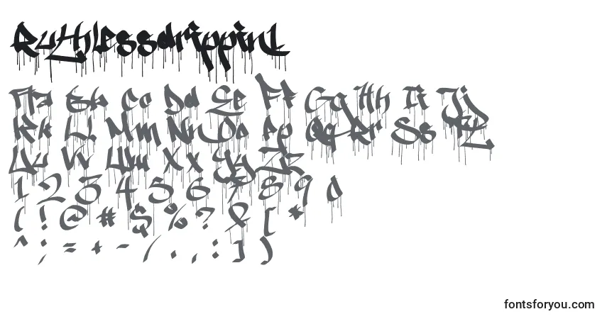 Schriftart Ruthlessdrippin1 – Alphabet, Zahlen, spezielle Symbole