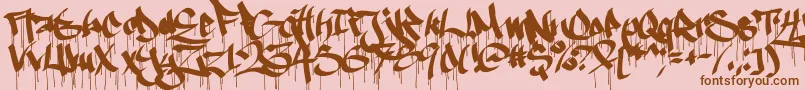 Więcej informacji o czcionce Ruthlessdrippin1 Czcionka Ruthlessdrippin1 – brązowe czcionki na różowym tle