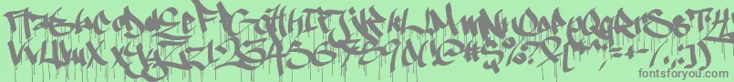 フォントRuthlessdrippin1 – 緑の背景に灰色の文字