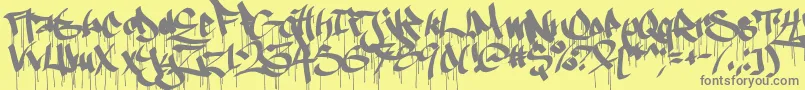 Ruthlessdrippin1 Font – Gray Fonts on Yellow Background