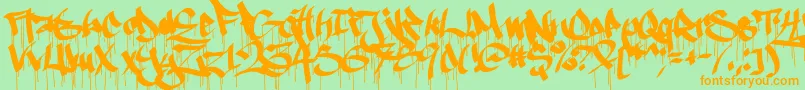 Czcionka Ruthlessdrippin1 – pomarańczowe czcionki na zielonym tle