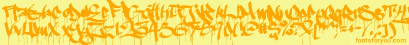 Ruthlessdrippin1 Font – Orange Fonts on Yellow Background